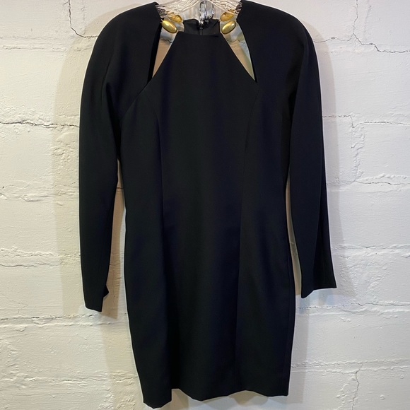 Gillian Dresses & Skirts - Gillian Black Dress w/ Gold Metal Accents w/ Cut Outs Around Neckline Elegant